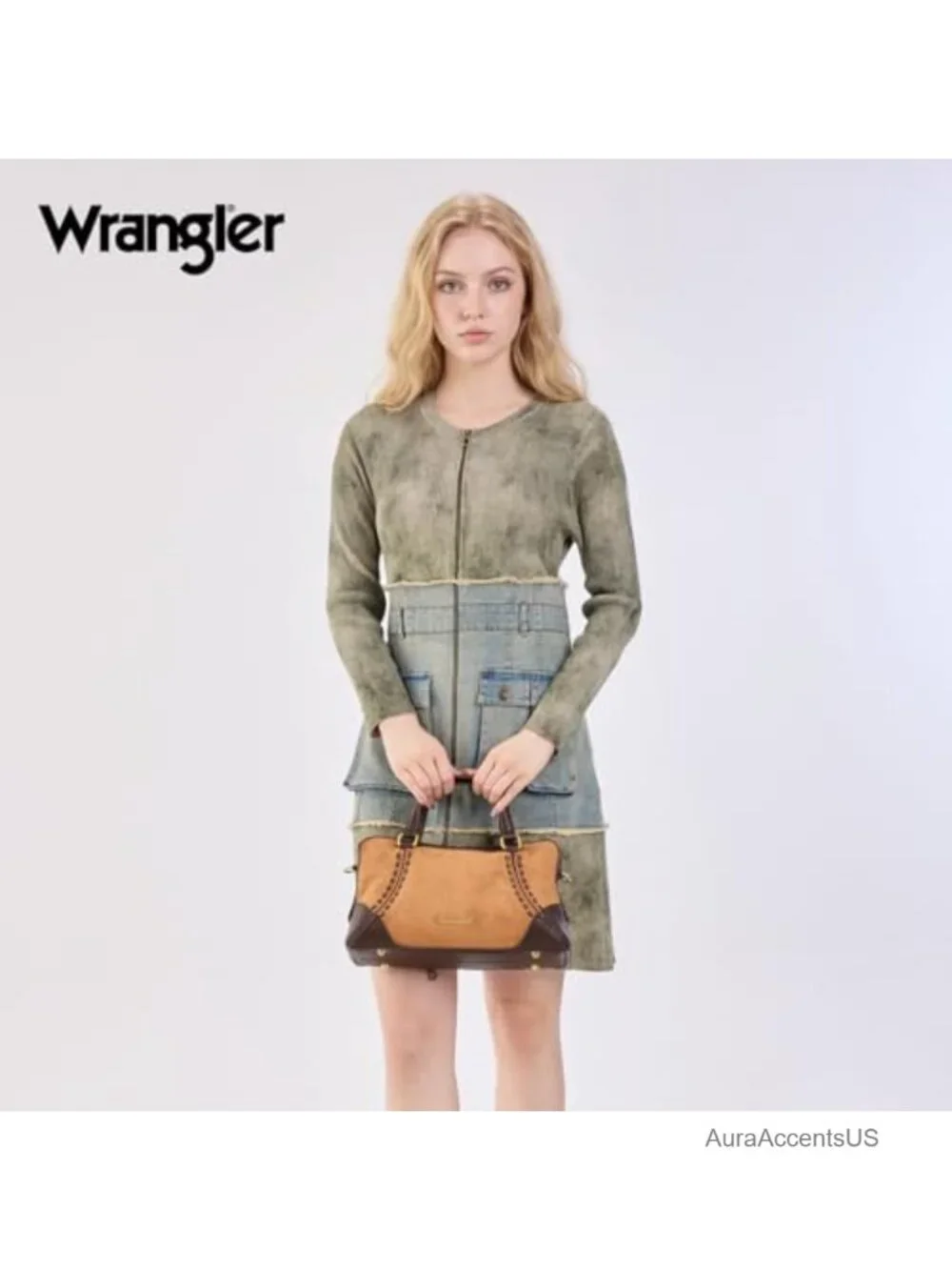 Faux Suede Satchel Crossbody Handbag with Top Handles and Adjustable Strap